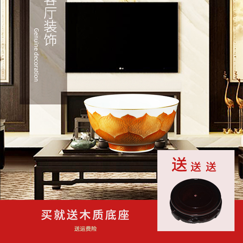 Jingdezhen ceramic decoration paint lotus bowl place to live in rich ancient frame porch teahouse porcelain arts and crafts