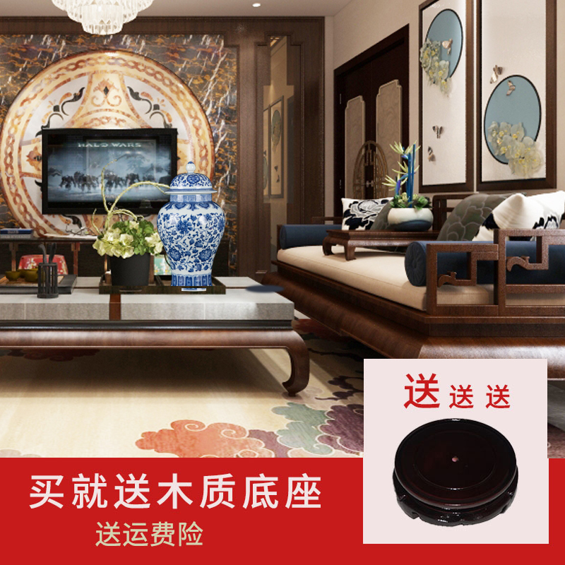 Jingdezhen ceramic new Chinese general canned adorn article place to live in the sitting room of blue and white porcelain vase decoration in China