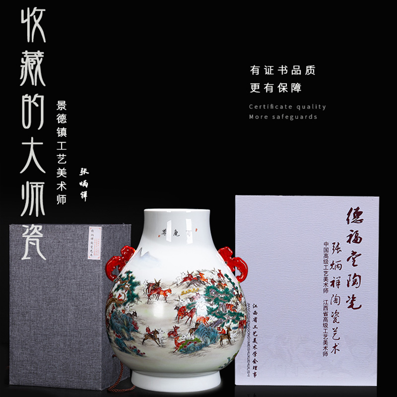 Jingdezhen ceramic hand - made the deer statute of vase decoration of the new Chinese style furnishing articles sitting room ark, flower arranging porcelain decoration