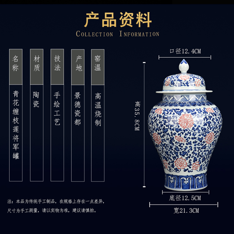 The New Chinese blue and white porcelain of jingdezhen ceramics youligong general pot home sitting room porch porcelain decorative furnishing articles