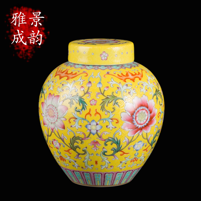 Jingdezhen porcelain enamel colors branch lotus put POTS porcelain decoration decorative furnishing articles wind restoring ancient ways is the sitting room tea table