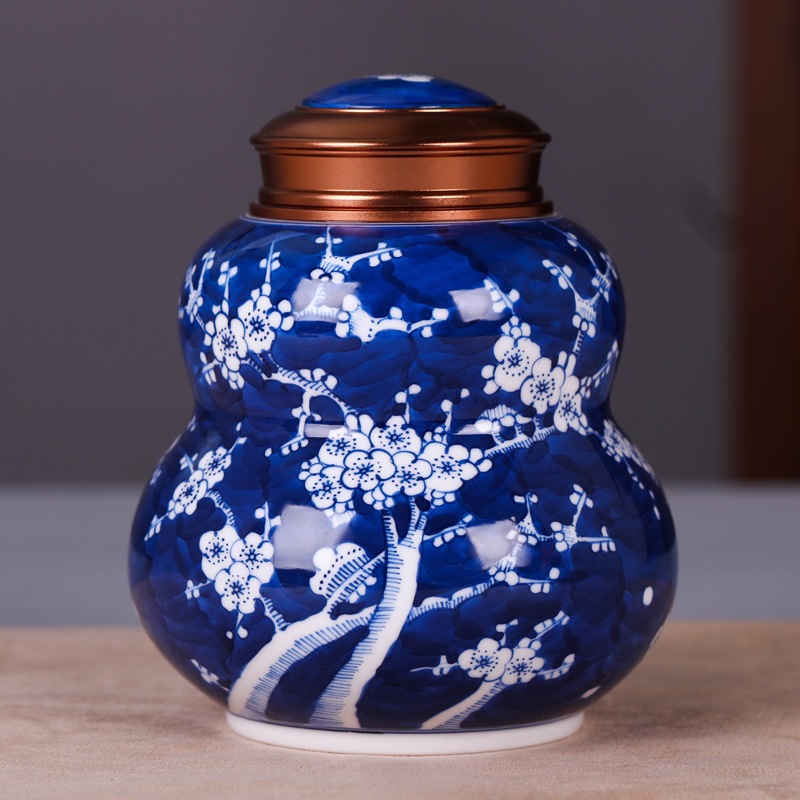 Jingdezhen ceramic tea pot small portable sealed porcelain POTS caddy fixings household storage tanks