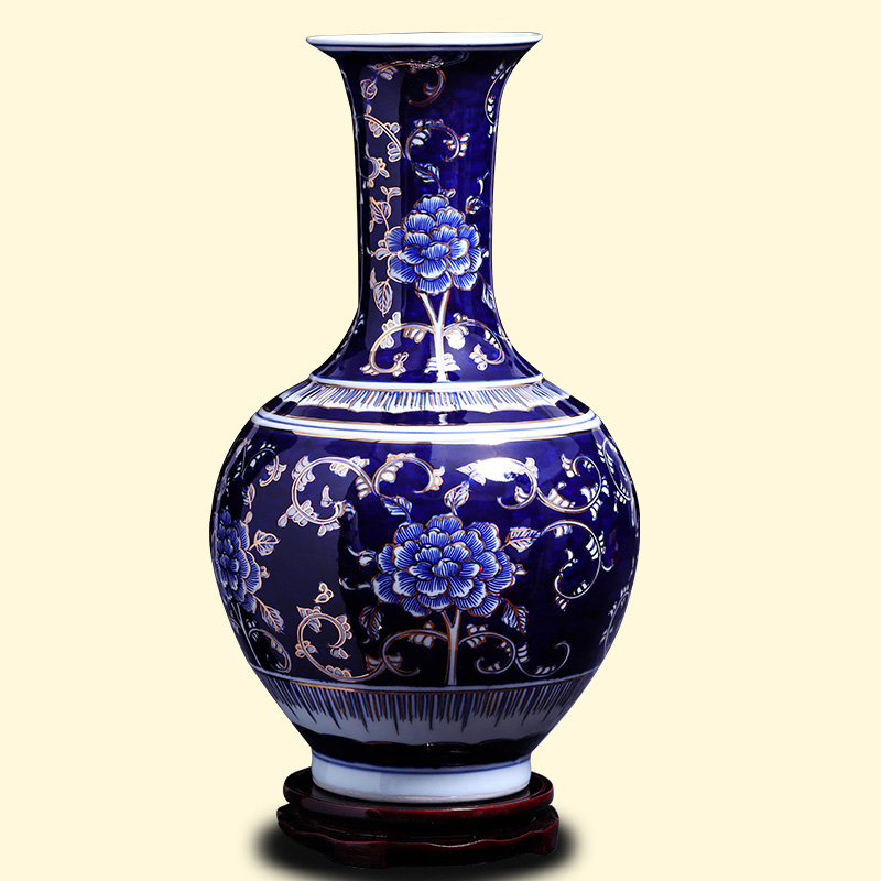 Jingdezhen ceramic vase of large sitting room of Chinese style porch place the see colour blue and white porcelain decoration