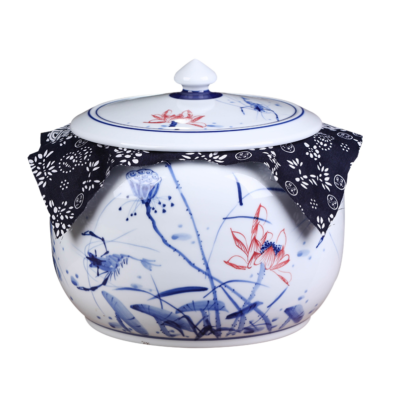 Jingdezhen ceramics pu 'er tea cake tin, large general seal pot of tea packaging gift box