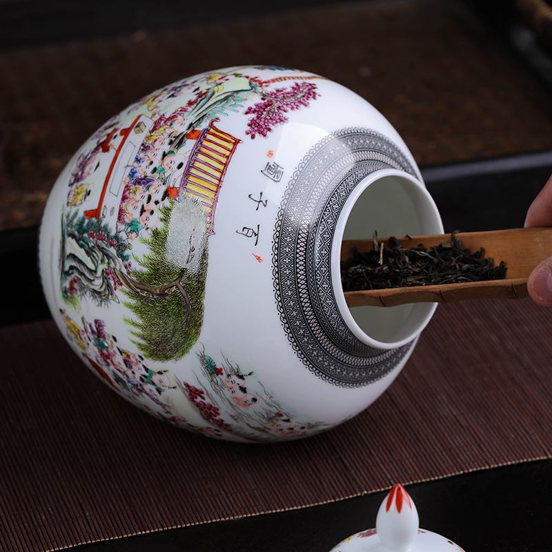 Jingdezhen ceramic hand - made caddy fixings small tea pot 1 catty box general household checking quality