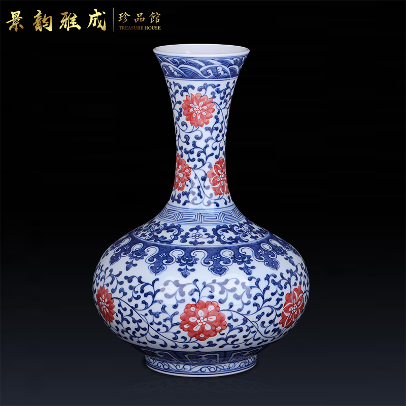 Jingdezhen ceramic hand - made porcelain vase of blue and white porcelain arts and crafts porcelain vase decoration furnishing articles modern flower arrangement