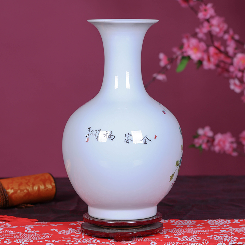 Jingdezhen ceramics powder enamel flower vase furnishing articles household decorates is contracted sitting room creative home vase