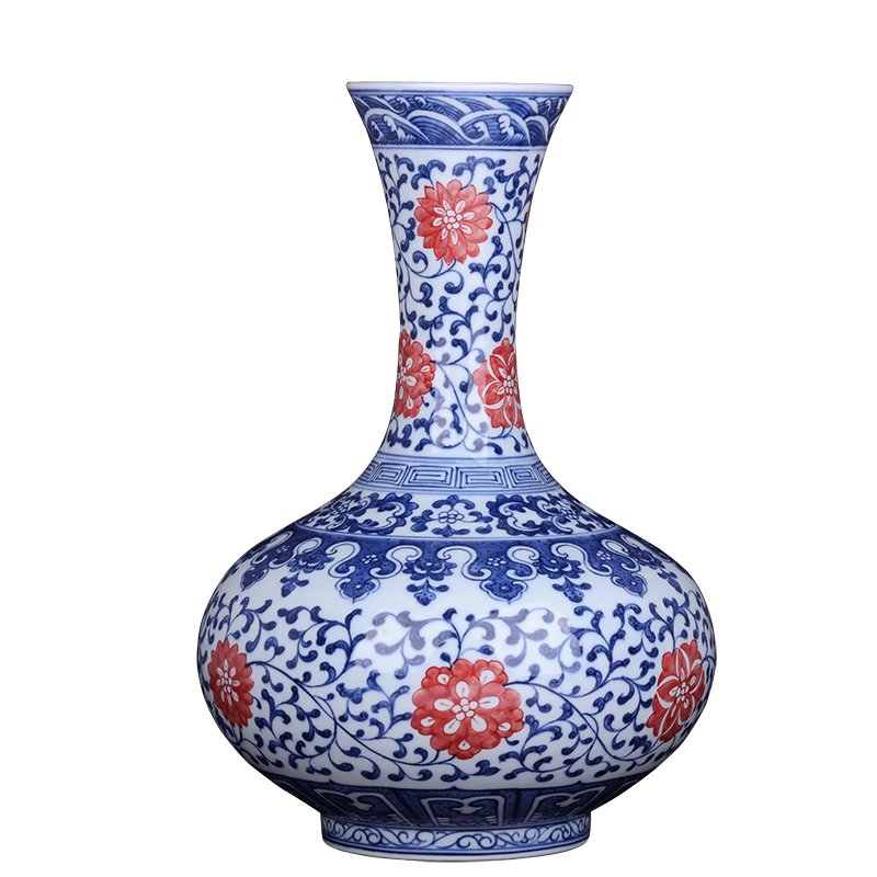 Jingdezhen ceramic hand - made porcelain vase of blue and white porcelain arts and crafts porcelain vase decoration furnishing articles modern flower arrangement