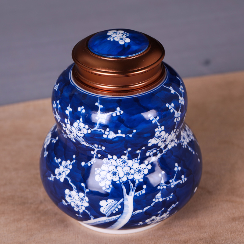 Jingdezhen ceramic tea pot small portable sealed porcelain POTS caddy fixings household storage tanks