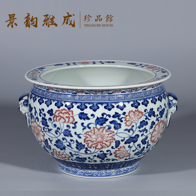 Jingdezhen ceramic cornucopia ears aquarium new Chinese style household adornment of blue and white porcelain vase furnishing articles to restore ancient ways