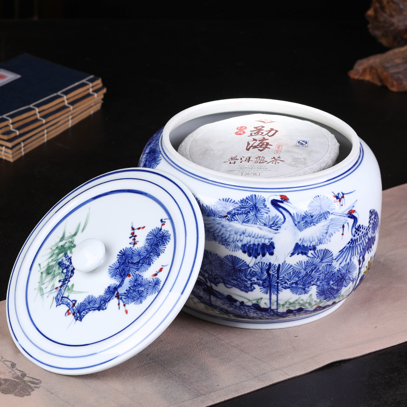 Jingdezhen ceramic tea cake tea gift box packaging household tea pot seal pot storage tank