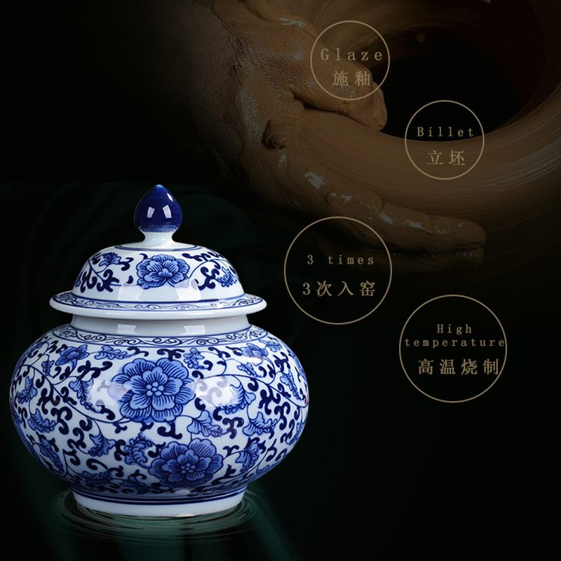 Jingdezhen ceramic POTS sub storage tank is small household caddy fixings meters can receive porcelain jar with cover