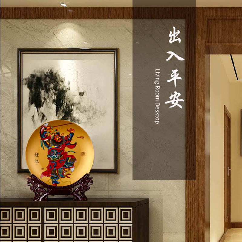 Jingdezhen ceramic doors of TV ark, plate loading place to live in the living room opening gifts hang dish porcelain