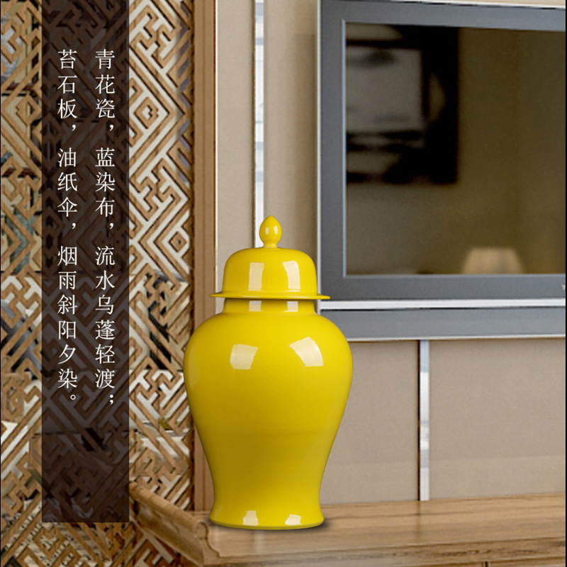 Jingdezhen ceramic yellow general tank furnishing articles furnishing articles act the role ofing is tasted household bedroom creative Chinese arts and crafts