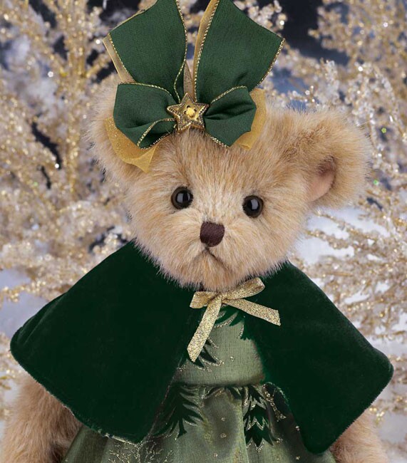 正版美国贝瑞泰迪熊 14寸冬青树圣诞女熊 纯手工关节熊 毛绒玩具