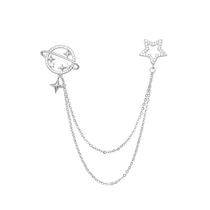 Creative Planet Tassel chain brooch Suit blouse corsage personality collar pin accessories Sweater cardigan pin