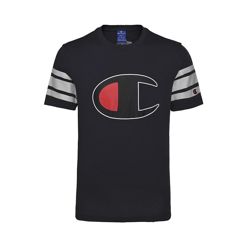 CHAMPION multicolor large logo embroidery printing pure cotton men's short-sleeved T-shirt 189303
