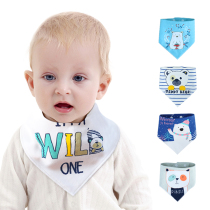 Combed cotton triangle baby saliva towel baby cotton double-layer snapped newborn bib bib autumn and winter