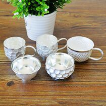 Foot silver teacup small teacup kung fu tea silver cup small wine cup sterling silver teacup pure handmade silver cup sterling silver