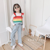 Korean childrens clothing childrens autumn new long-sleeved base shirt T-shirt strawberry knitted sling vest