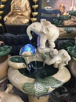 (Liangli Pavilion pottery)Feng Shui ball fish tank Ceramic water fountain Desktop fish tank lucky elephant water spray
