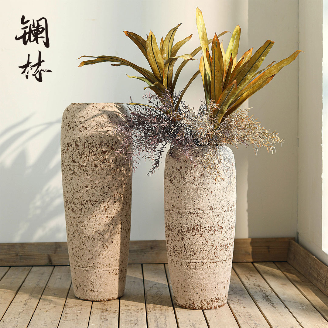 Chinese style restoring ancient ways is coarse pottery vase of large sitting room decoration art of TV ark, porch decoration ceramic vases, furnishing articles