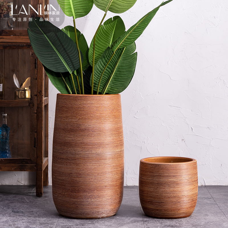 Nordic modern ceramic flower pot indoor green plant cylinder household act the role ofing is tasted sitting room adornment is placed modern ground vase