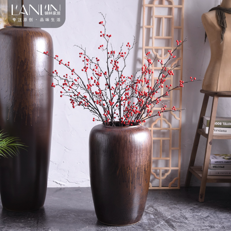 Restoring ancient ways furnishing articles sitting room ground ceramic vase flower arranging dried flower flower bouquet simulation TV ark, sample room decoration