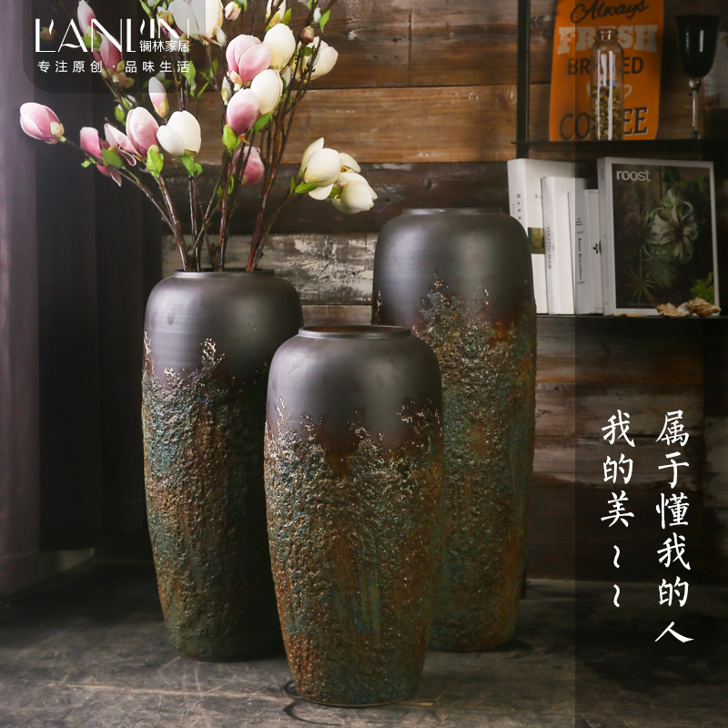 The Big vase furnishing articles sitting room ground do old coarse pottery flower arranging bottles home furnishing articles of handicraft ceramic pottery decoration