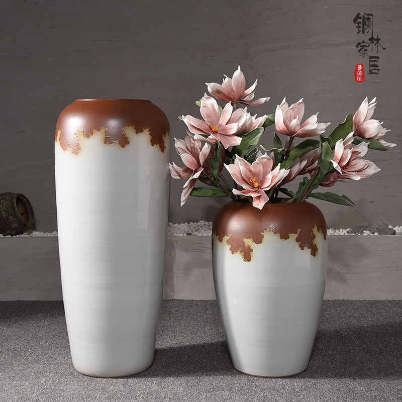 The Big vase landed sitting room lobby flower arranging place large Chinese style household adornment to heavy clay ceramic vase