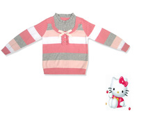 Spring and autumn Children full cotton knit cardiovert girl pure cotton sweater small CUHK wool sweater jacket head 4-9 years old