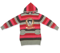 Spring Autumn Lengthened Girls Lioncap Childrens All Cotton Cotton Knit Cardiovert Girl Color Jacket Woolen Sweatshirt 4-10 Years Old