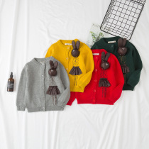 Baby cardigan sweater Women 1-3 years old 2021 New Korean girl spring and autumn knitwear children foreign-style sweater 5