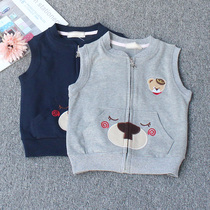 Boy vest spring and autumn cotton 2021 new childrens vest thin Joker baby waistcoat girl cardigan outside