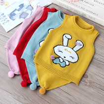 Clearance baby knitted vest autumn and winter New Foreign Air Korean version 0-1-3 pullover girl wool vest waistcoat shoulder