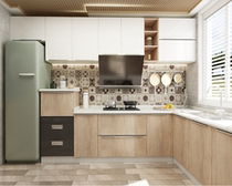 Zhiang cabinet custom love grid door panel modern whole kitchen quartz stone simple Japanese Nanjing Factory Direct