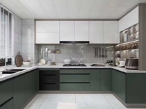 Nanjing kitchen cabinet custom multi-layer solid wood quartz stone countertop pet skin feel high light door Zhiang factory direct sales