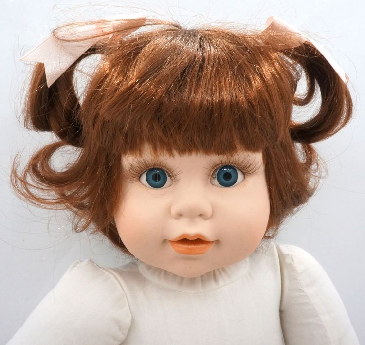 emerald vinyl originals 张嘴微笑仿真娃娃 玻璃眼珠带头发 55cm