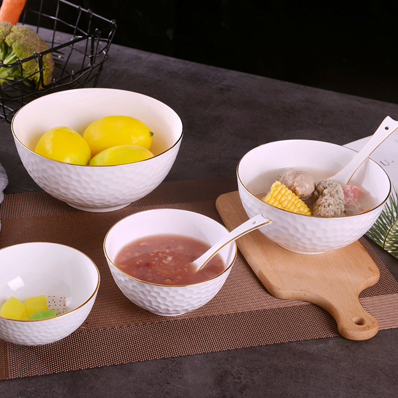 Jingdezhen ceramic checking gold 】 【 relief mercifully rainbow such as bowl with rice bowls bowl students large - sized ceramic bowl