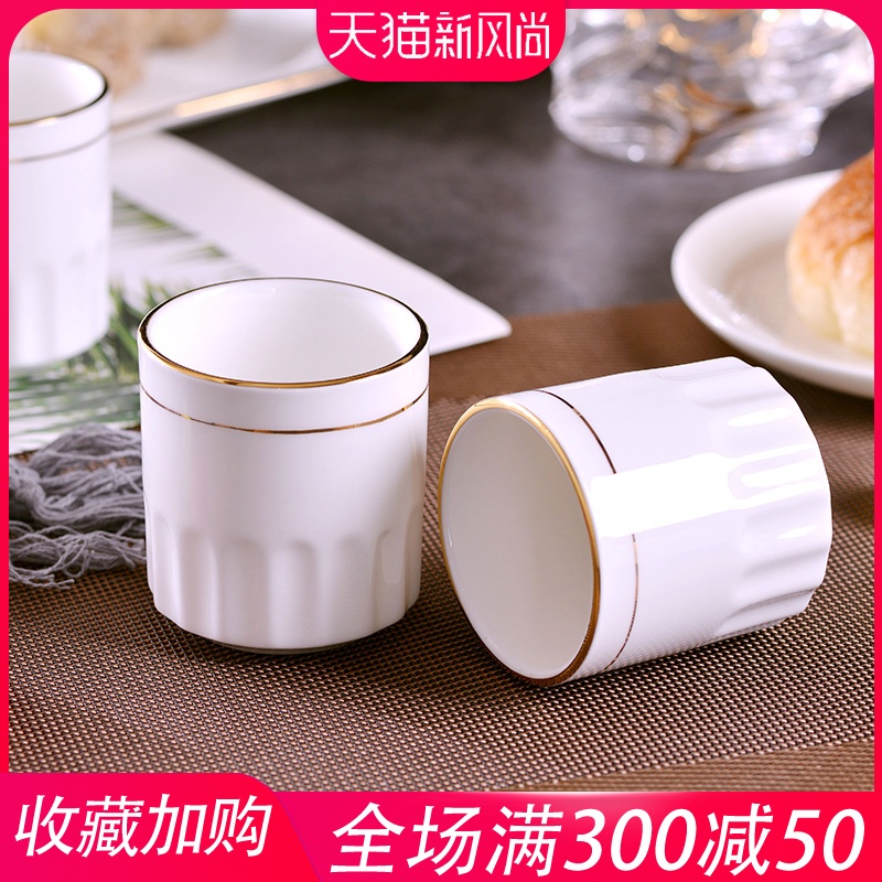 Jingdezhen domestic manual gold 】 【 ipads porcelain drinking cup hotel hotel ceramic cup Chinese style tea cups