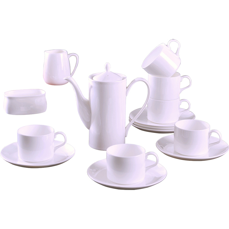 Pure white ipads porcelain jingdezhen 15 head coffee set small European - style key-2 luxury home creative ceramic coffee cups and saucers suit