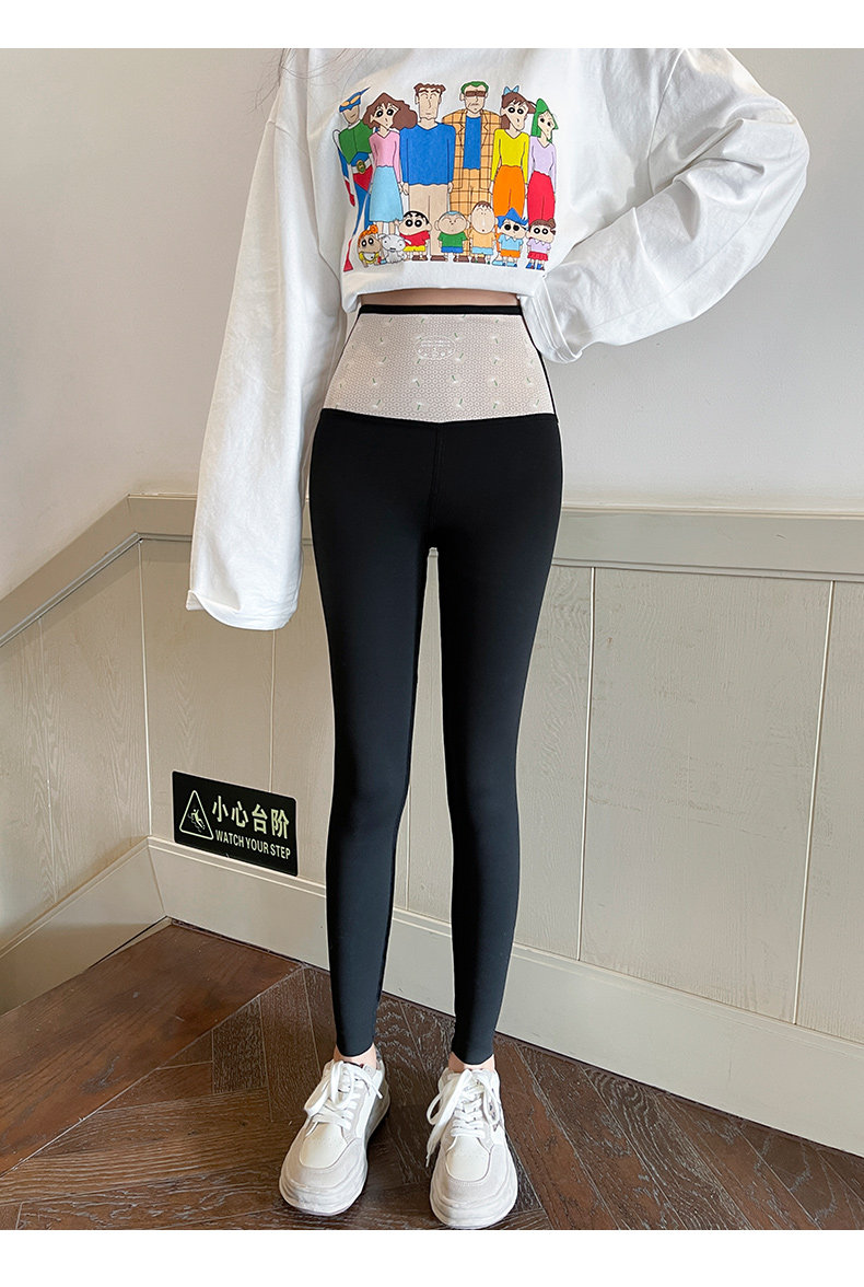 实拍现货鱼骨撑腰悬浮裤高腰紧身收腹大码芭比裤运动健身瑜伽裤女