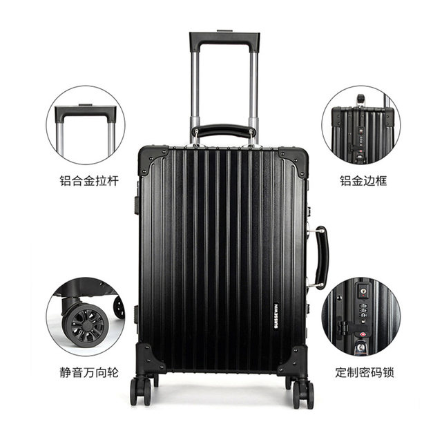 Swiss Army Knife SUISSEWIN Retro Aluminum Frame Suitcase Anti-scratch and Wear-Resistant Boarding Case Silent Trendy Large Capacity