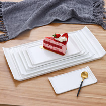 Hotel restaurant ceramic small plate flat cake small tray pure white square snack plate creative corner tray