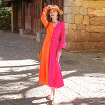 Yunnan tourism skirt grassland desert long sleeve dress Sanya travel to wear seaside beach skirt