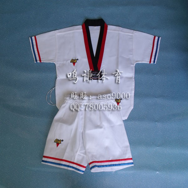 夏季短袖儿童/成人跆拳道服 100%纯棉/涤棉跆拳道服装男女同款