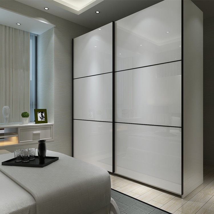 极有家钢琴烤漆移门衣柜子现代简约吊滑门板式整体推拉门衣柜衣橱