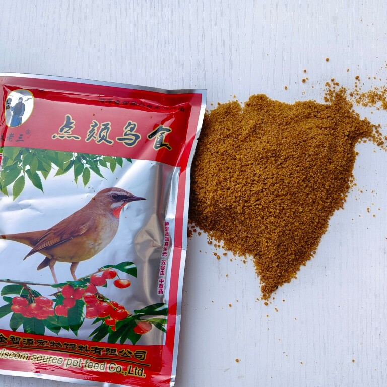 朱老三点颏粉面鸟食靛颏鸟蓝脖红脖鸟食饲料
