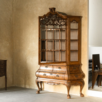 coznap antique) Belgian Chopendale style walnut wine cabinet display cabinet