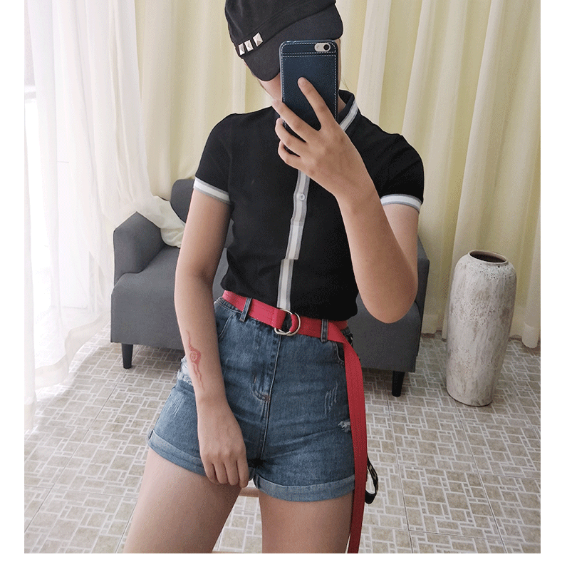 全智賢同款巴寶莉風衣 B L 智仙生同款百搭修身學院風套頭翻領polo衫針織短袖上衣 女 全智賢包